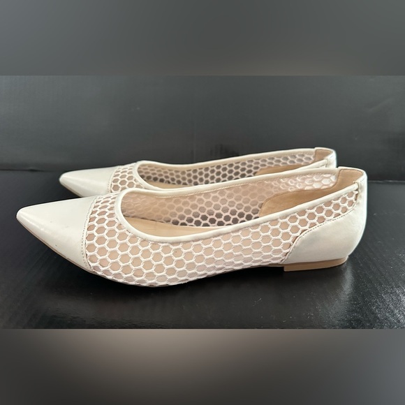 Nine West Cream Mesh Pointed Flats - Picture 4 of 16